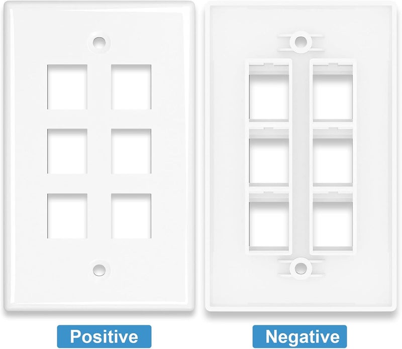 iwillink (1-Pack) 6-Port Ethernet Wall Plate, RJ45 Wall Plate with Inline Coupler insert, Female to Female Cat6 Keystone Jack Wall Plates, Blue - Image 5